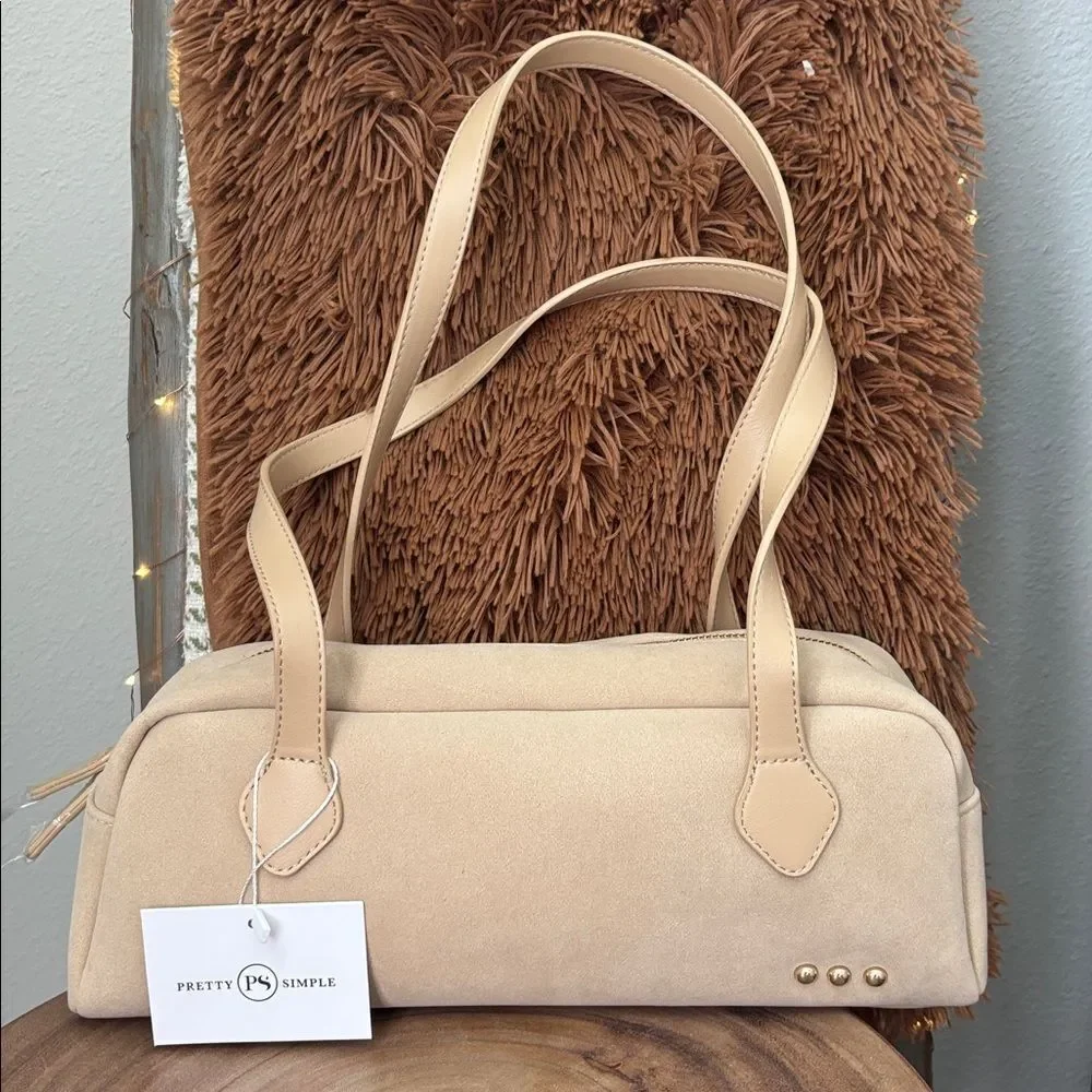 Pretty Simple Sally Suede Barrel Bag/Oat